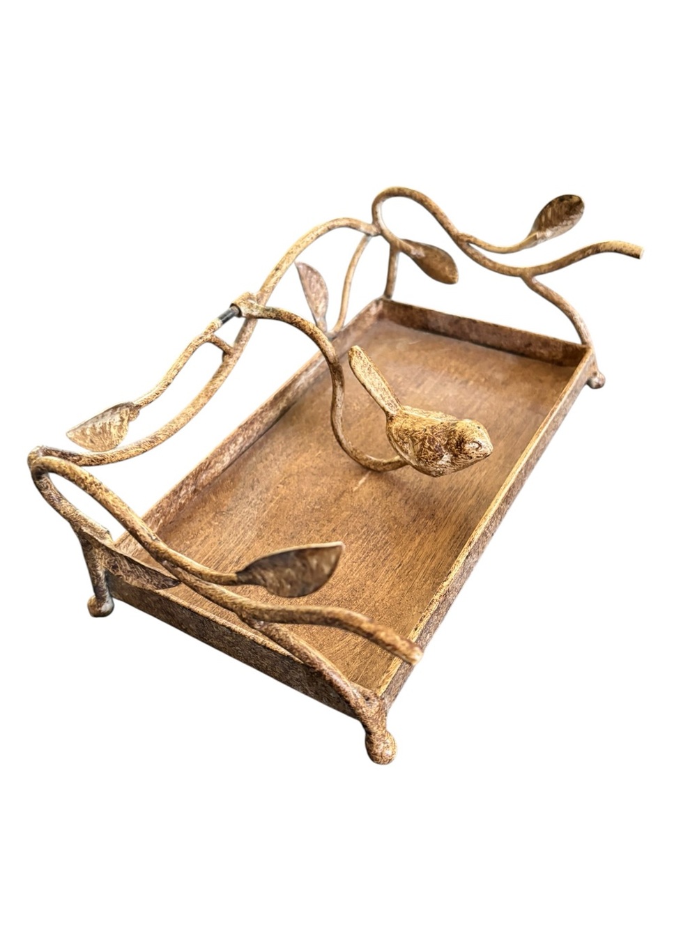 Vintage Letter/Postcard/Letter Tray Holder Movable Bird Bronze/Gold 8X3.5” Decor